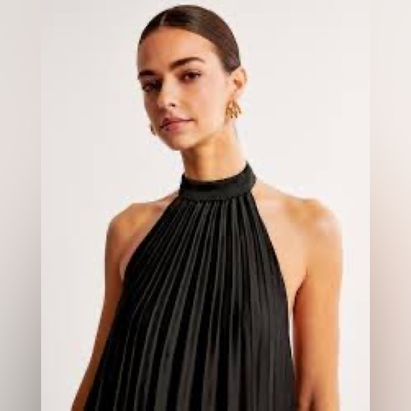 Abercrombie & Fitch Black Trapeze Pleated MinibDress Sz-M T - Picture 7 of 16